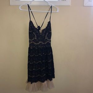Blue/nude lace dress